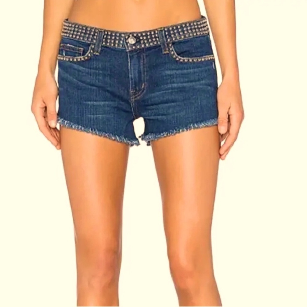 L’AGENCE Zoe Studded Denim Shorts EUC